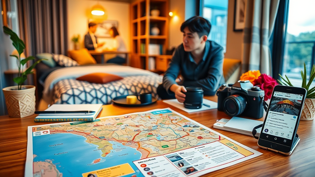 숙소 근처에서의 완벽한 여행 계획 일찍 돌아갈지 더 돌아다닐지 고민할 때